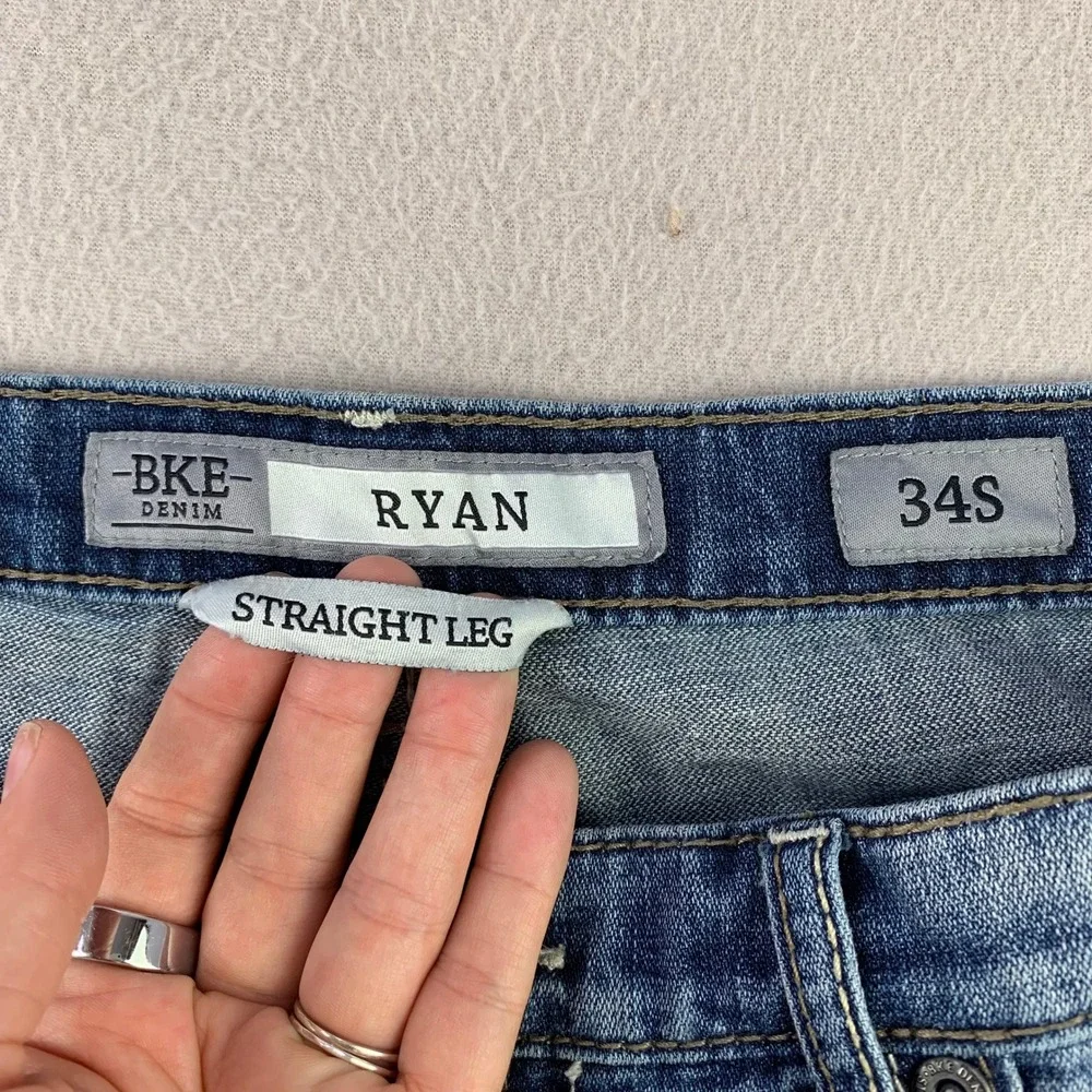 BKE Ryan Straight‎ Leg Jeans Men's 34S Blue Denim 100% Cotton Western Stretch